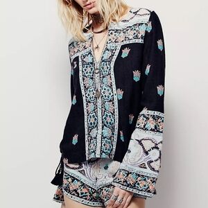 Free People Bandit Top Shirt Size 8 Boho Coachella Festival